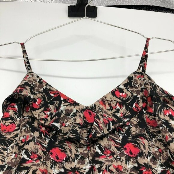 UO Kimchi Blue romper red tan abstract print ruffle neck  spaghetti straps XS - Picture 11 of 15